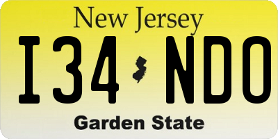 NJ license plate I34NDO