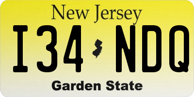 NJ license plate I34NDQ
