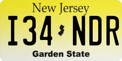 NJ license plate I34NDR
