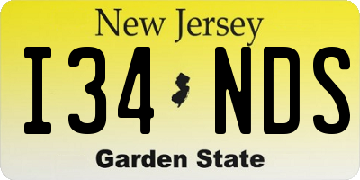 NJ license plate I34NDS