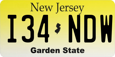 NJ license plate I34NDW