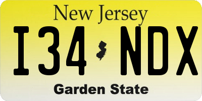 NJ license plate I34NDX