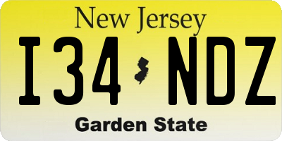NJ license plate I34NDZ
