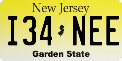 NJ license plate I34NEE