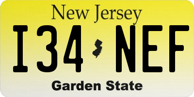 NJ license plate I34NEF