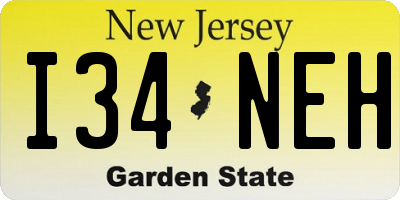 NJ license plate I34NEH
