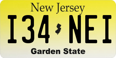 NJ license plate I34NEI
