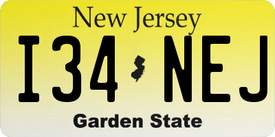 NJ license plate I34NEJ