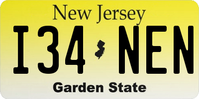 NJ license plate I34NEN