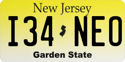 NJ license plate I34NEO
