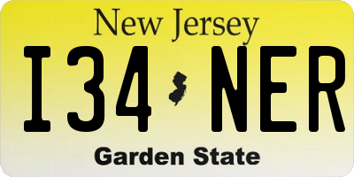 NJ license plate I34NER