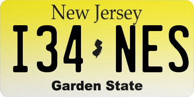 NJ license plate I34NES