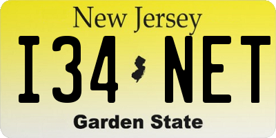 NJ license plate I34NET