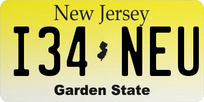 NJ license plate I34NEU