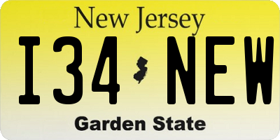 NJ license plate I34NEW