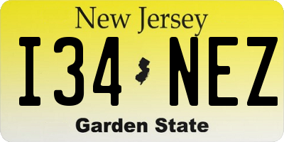 NJ license plate I34NEZ