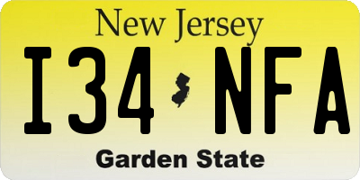 NJ license plate I34NFA