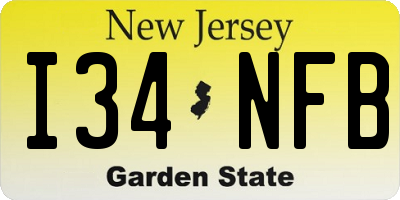 NJ license plate I34NFB