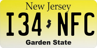 NJ license plate I34NFC