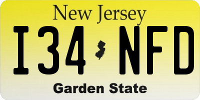 NJ license plate I34NFD