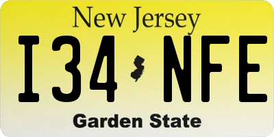 NJ license plate I34NFE