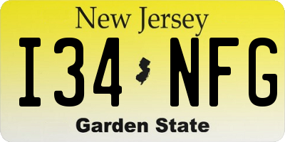 NJ license plate I34NFG