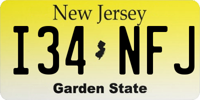 NJ license plate I34NFJ