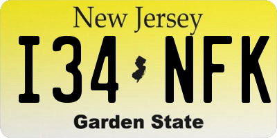 NJ license plate I34NFK