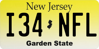 NJ license plate I34NFL