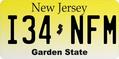 NJ license plate I34NFM