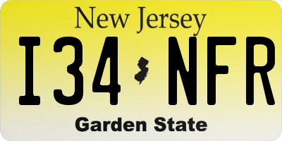 NJ license plate I34NFR