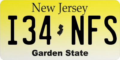 NJ license plate I34NFS