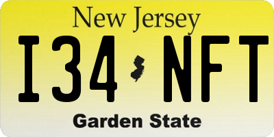 NJ license plate I34NFT
