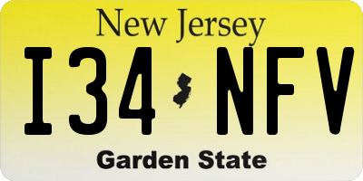 NJ license plate I34NFV