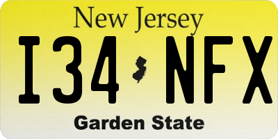 NJ license plate I34NFX
