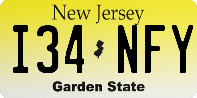 NJ license plate I34NFY