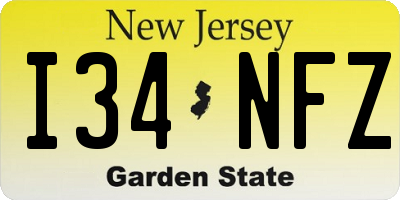 NJ license plate I34NFZ