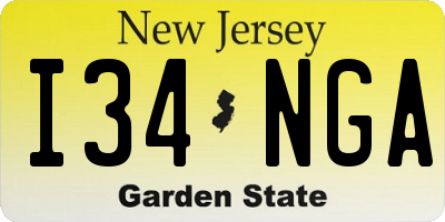 NJ license plate I34NGA