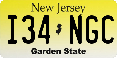 NJ license plate I34NGC