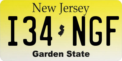 NJ license plate I34NGF
