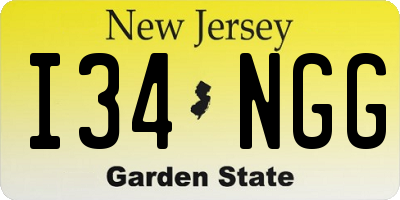 NJ license plate I34NGG