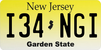 NJ license plate I34NGI