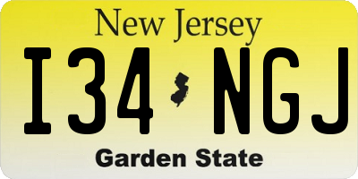 NJ license plate I34NGJ