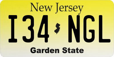 NJ license plate I34NGL