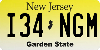NJ license plate I34NGM