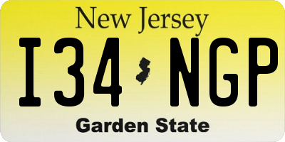 NJ license plate I34NGP