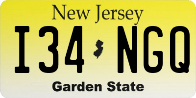 NJ license plate I34NGQ