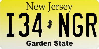 NJ license plate I34NGR