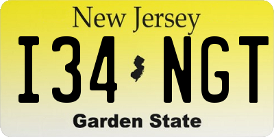 NJ license plate I34NGT