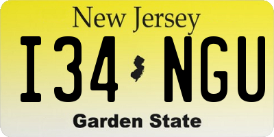 NJ license plate I34NGU